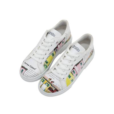 Sneaker DOGO "Ace Low-Top Sneaker The Wise Owl Damen Sneaker", Damen, Gr. 41, Normalschaft, weiß, Lederimitat, Schuhe Sneaker, Handgefertigt