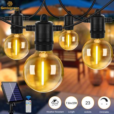 Outdoor Solar Garden Lights Solar String Light Outdoor, Waterproof Globe Solar Patio Lights With Remote, Dimmable Hanging Lights For Backyard 10m(32ft) 15bulb with Remote Control