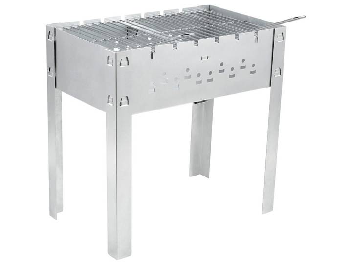 P & B Schaschlikgrill Magnal L, Silberfarben, Metall, 50x50x30 cm, Grills, Holzkohlegriller