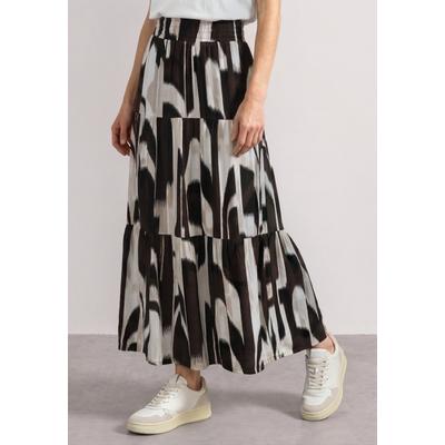 Maxirock STREET ONE, Damen, Gr. 38, braun (espresso braun), Stoff, Obermaterial: 100% Viskose. Unterkleid: 100% Modal, normal knöchellang, Röcke Maxirock, mit Leo-Muster