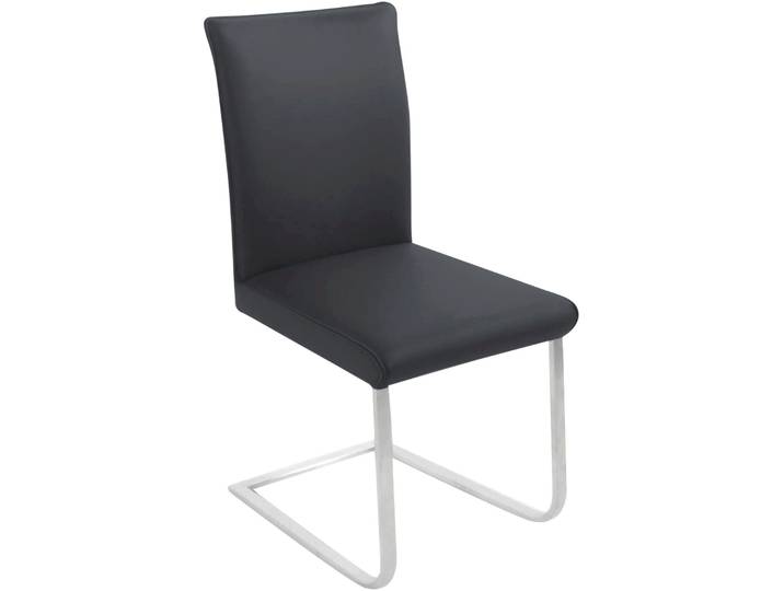Freischwinger, 47x99x62 cm, Leder Longlife, Schwarz, Edelstahlgestell, Modern, K+W-Polstermöbel