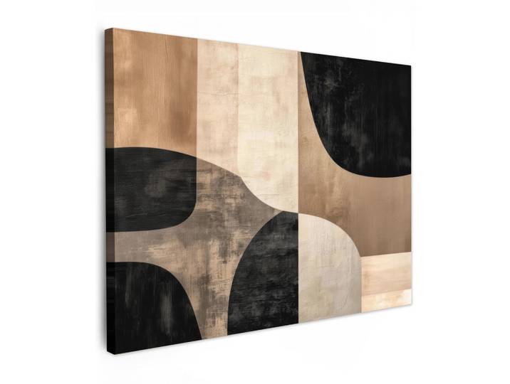 MuchoWow Leinwandbild - Abstrakt - Flugzeuge - Schwarz - Rund - 80x60 - Malerei, Beige, Textil, Kiefer, Rechteckig, 80x60 cm, gerahmt, Bilder & Rahmen, Bilder, Wandbilder