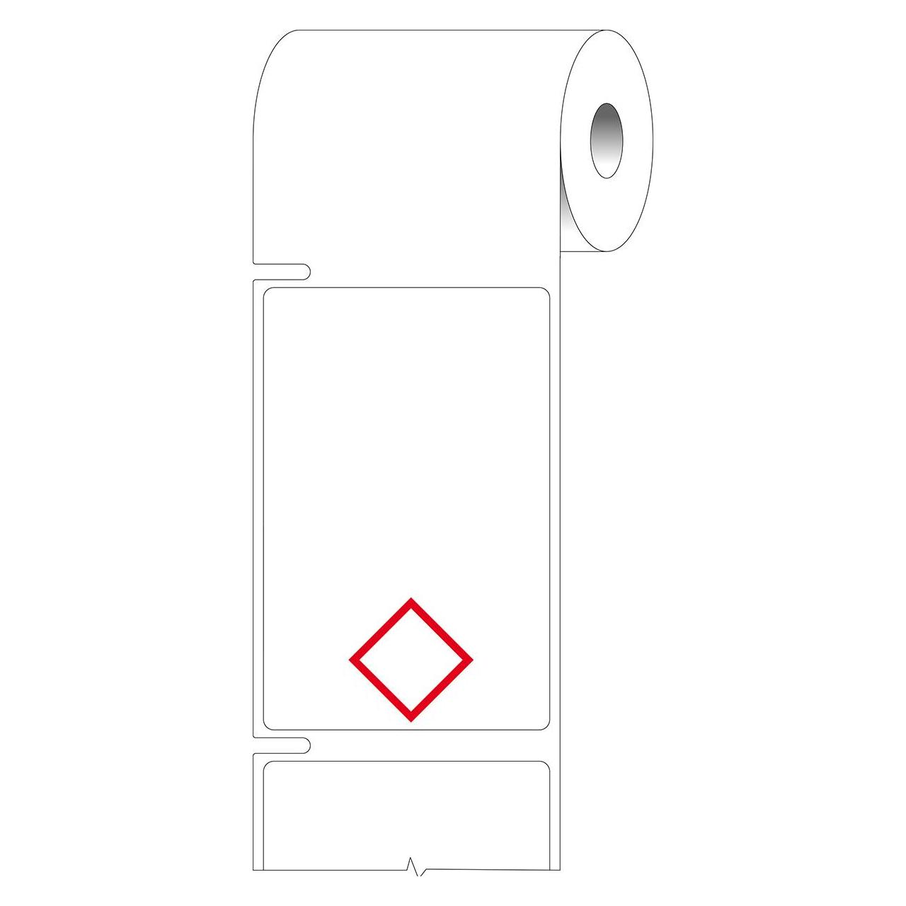 Brady THTCLP-S-L1-7594-2, Polypropylen, Weiss, glänzend, 55.00 x 85.00 mm, Layout L1 (1 rote Raute (THTCLP-S-L1-7594-2)