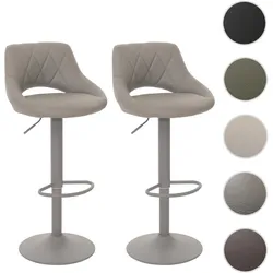 2er-Set Barhocker HWC-N64, Barstuhl Tresenhocker, Fußablage drehbar, Kunstleder Metall ~ grau