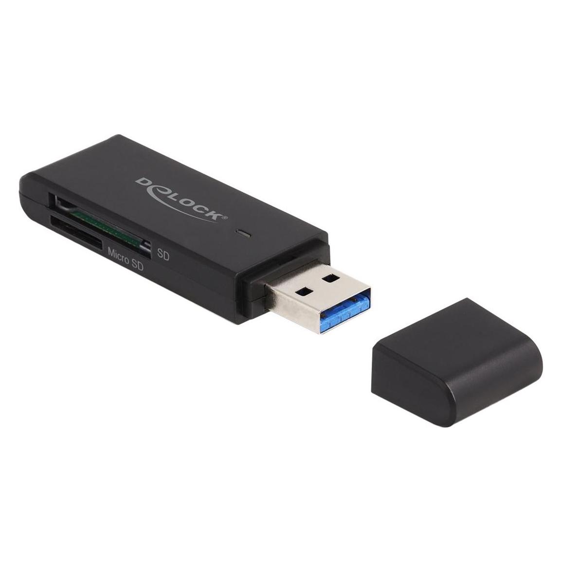 Delock Card Reader SuperSpeed USB 5 Gbps für SD und Micro SD Speicherkarten (USB 3.0, USB-C 3.2 Gen 1) (91002)