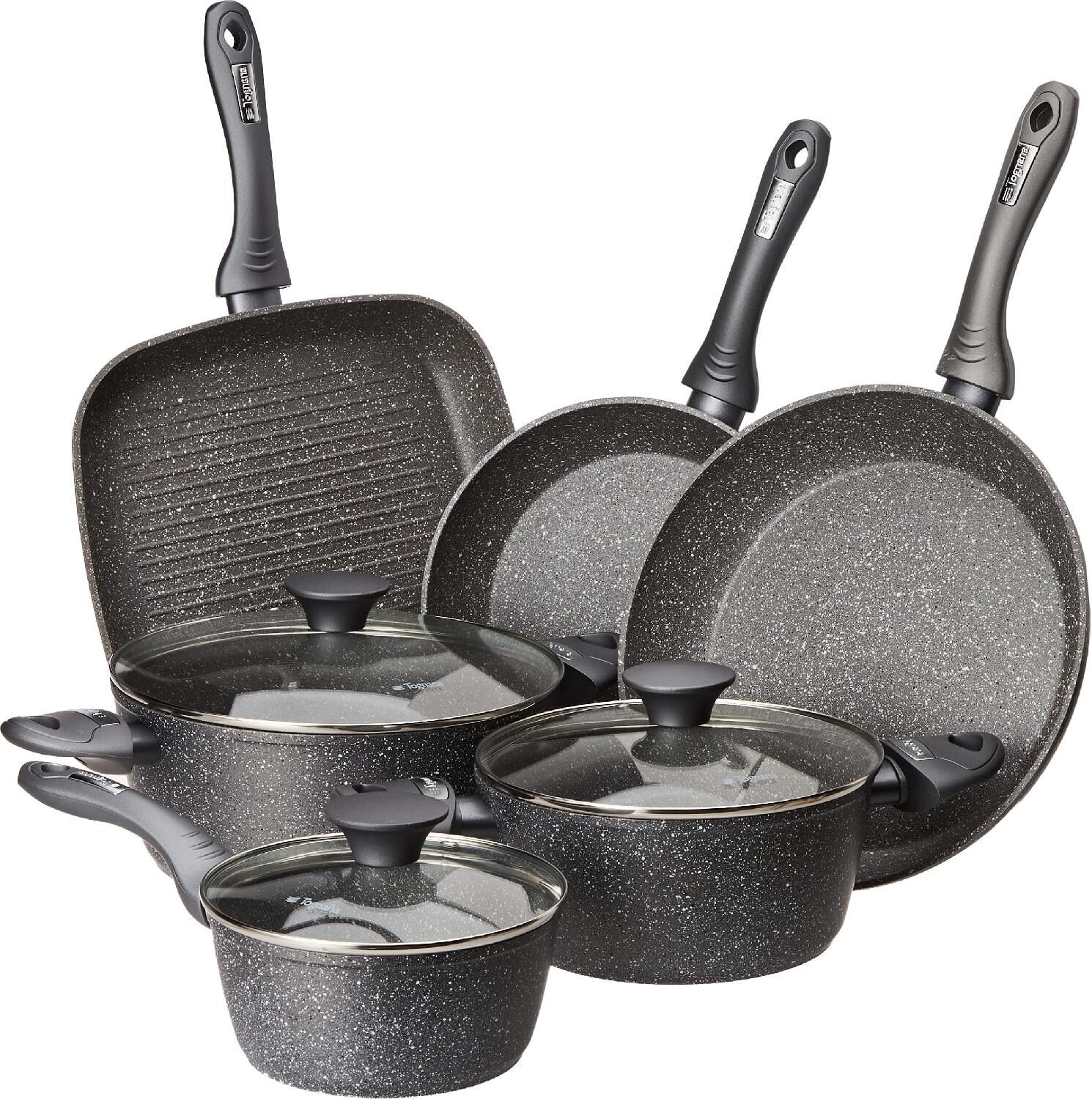 tognana Wi79109amnf Batteria Pentole Induzione 9 Pezzi Antiaderenti In Alluminio Colore Grigio - Mythos