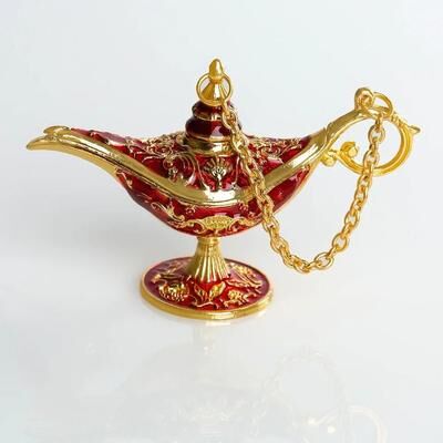 Inspired Finds Vintage Aladdin Magic Lamp Ornament For Elegant Home & Table Decor gold Red