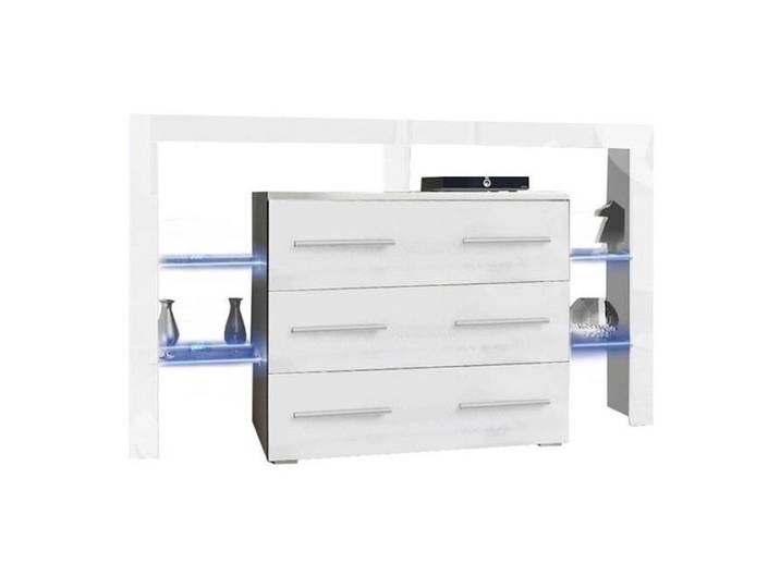 Commode de salon - Commode Nashville 108 157991 - Blanc - 140x101x45cm