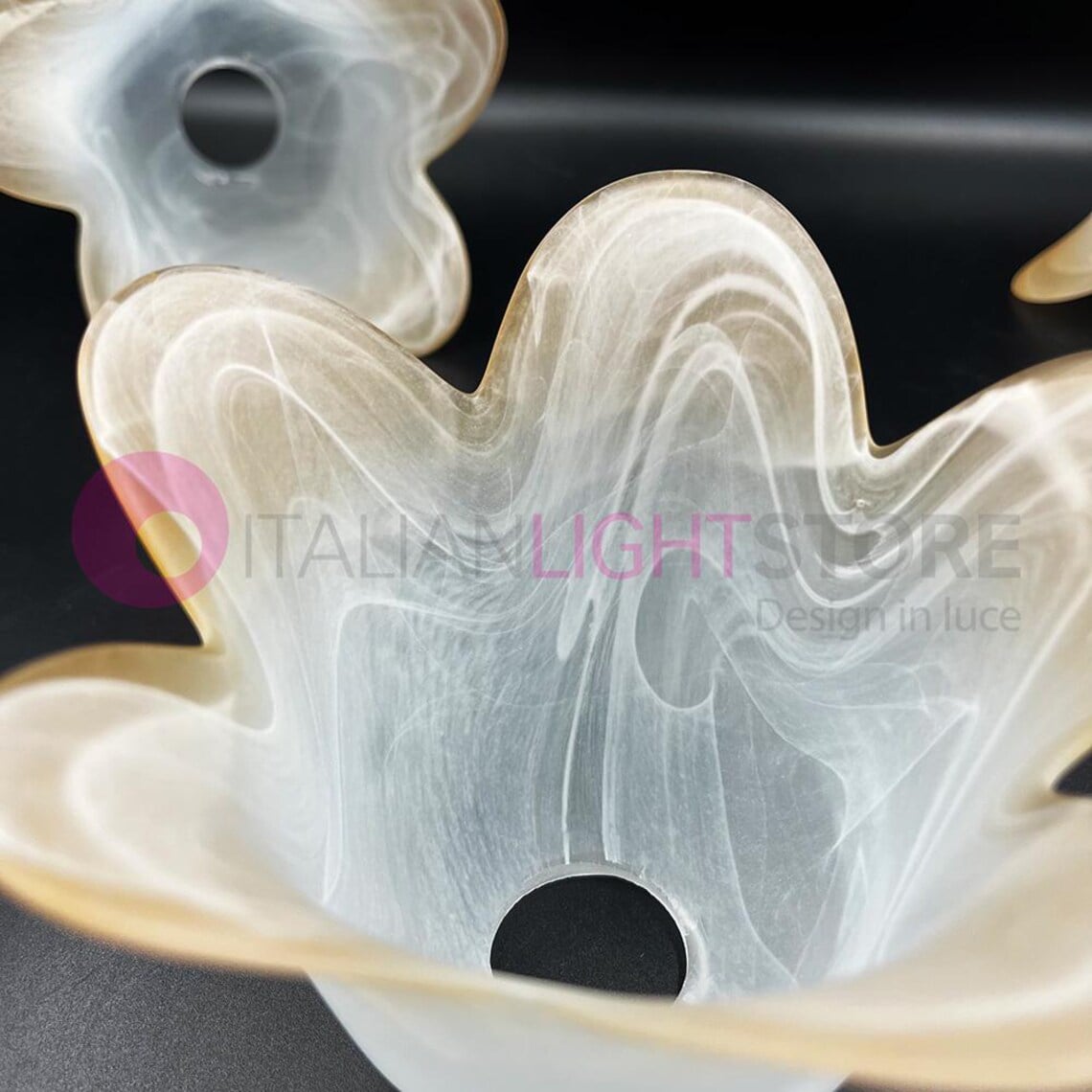 Flora Kit 3 Pezzi Coppa Tazza Paralume In Vetro Alabastro A Forma Di Fiore Ricambio