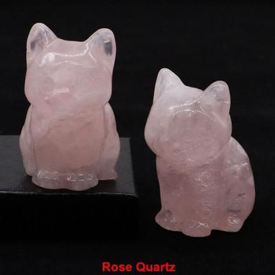 Uplift Picks Natural Amethyst Crystal Cat Figurine Hand Carved Healing Stone Decor rose Quartz 1 Pc