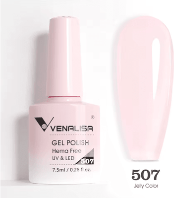 Inspire Picks Venalisa HEMA And TPO Free Glitter Gel Nail Polish Jelly Pink Nude Collection 507 Jelly Color