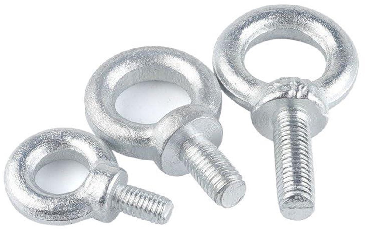 Oogbouten Carbon Staal Zink Wit Gecoat M8 32mm Zilverkleurig