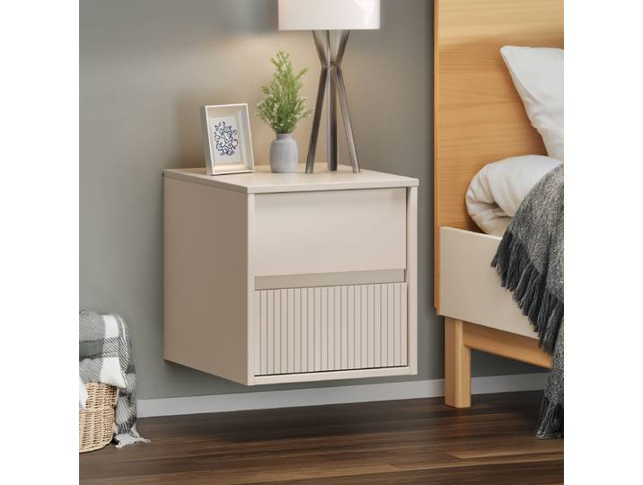 Table de chevet suspendue massive 41 x 39 x 35cm Beige/Cachemire