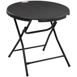 STILVORA Klapptisch Outdoor Stahl/HDPE dunkelgrau Ø80x73 cm, Holzoptik