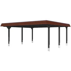 Carport Wendland 630x637 rote Blende, anthrazit, 20mm Dachschalung mit EPDM Folie Holzcarport
