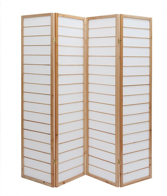 Miliboo Japanischer Paravent helles Holz und Reispapier GIBON