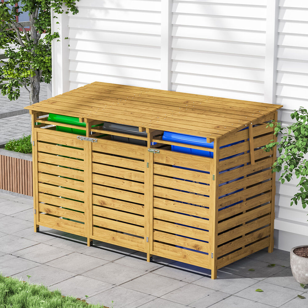 WFX Utility Anevay Wooden Triple Bin Store 122.5cm H X 198cm W X 86cm D