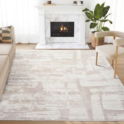 Abani Rugs Abani Viva VIV120A Neutral Cream Beige Block Pattern Area Rug