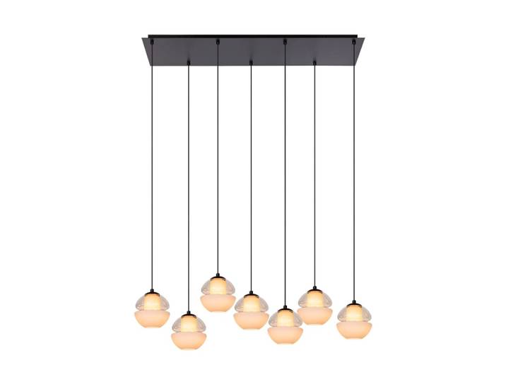 Lampe suspendue à 7 points lumineux, noir et blanc