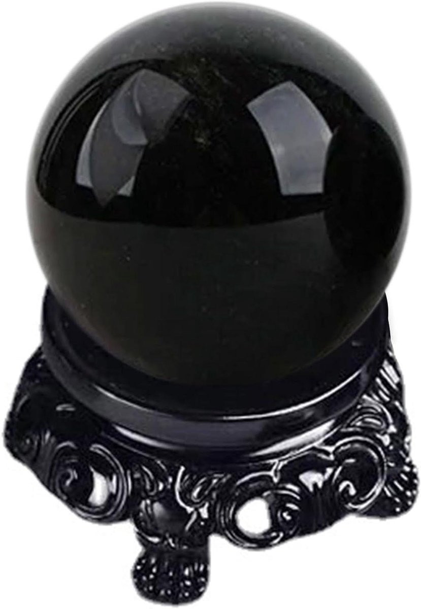 Obsidiaan Kristallen Bol - Zwarte Edelsteen Bol voor Decoratie en Waarzeggerij - 50 mm - Zwart