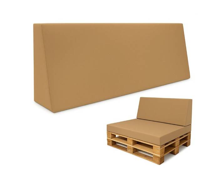 Coussin palette jardin dossier 120x40 cm intérieur/extérieur canapé banc balcon terrasse beige