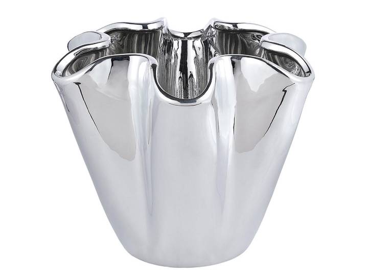 Butlers Vase Reflect, Silberfarben, Keramik, 24 cm, Dekoration, Vasen, Keramikvasen