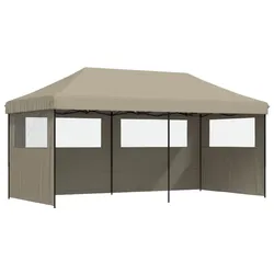 vidaXL Partyzelt Faltbar Pop-Up mit 3 Seitenteilen Taupe