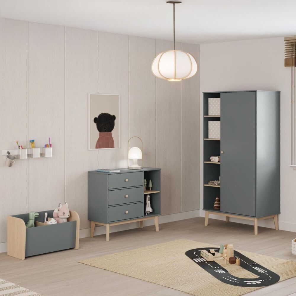 duehome Cómoda juvenil breeze madera verde salvia - oak soft