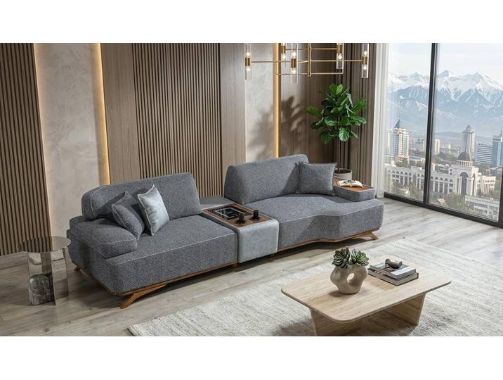 JVmoebel Wohnlandschaft 4 Sitzer Sofa Beleuchtungsmodul mittlere Festigkeit Holzrahmen Neu, 2 Teile, Made in Europa