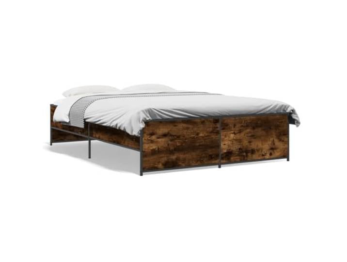 PUGYNBK Bettgestell, 120 x 190 cm, Eiche rauchfarben Holztechnik, Metallbeine, Lamellen im Lieferumfang enthalten, feuchtigkeitsbeständig