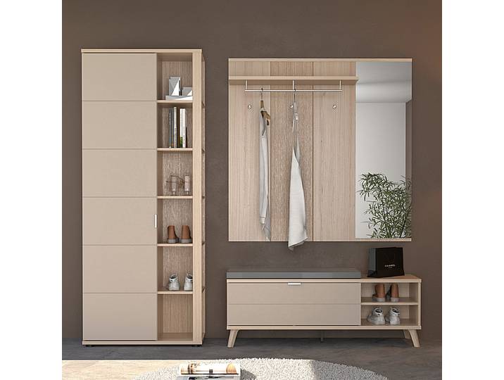 Garderobenset 3-teilig 225 x 199 x 38cm Beige