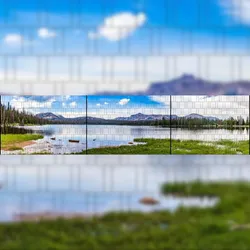 zaun|zu® Sichtschutzstreifen Bergsee XXL - Bedruckter Panorama Sichtschutz 7,5m x 1,8m