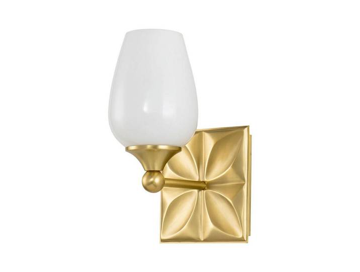 Elstead Lighting Wandleuchte Epsilon, Messingfarben, Metall, Glas, 15.2x26.7 cm, Lampen & Leuchten, Innenbeleuchtung, Spots & Strahler, Wandstrahler
