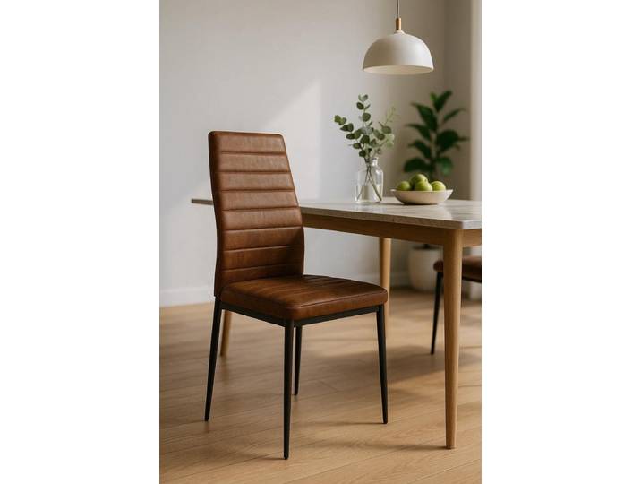 4er Set Lauter Kunstleder Stühle - Brun Vintage