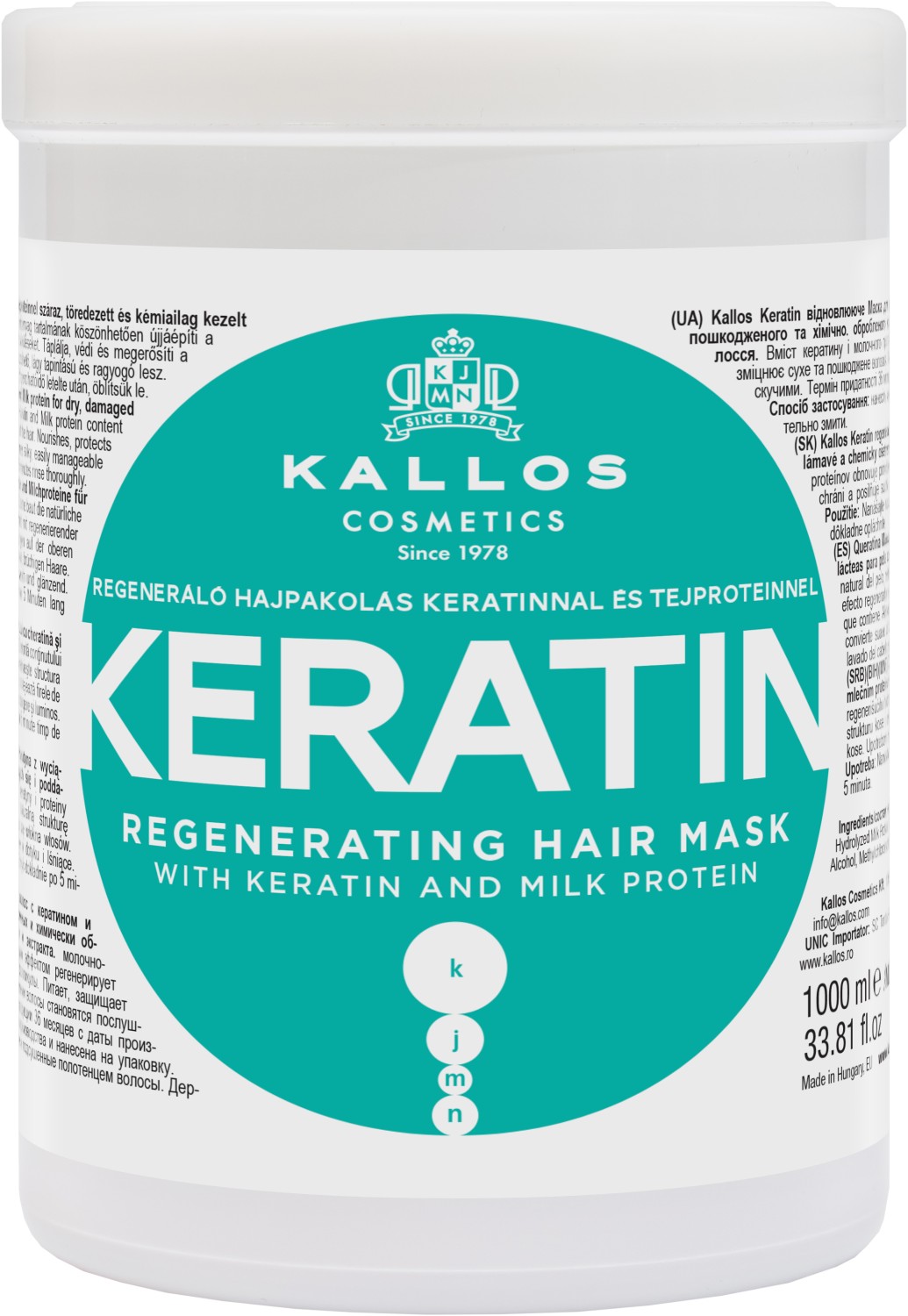 Kallos KJMN Keratin Regenerating Hair Mask 1000 ml KA-KJMN0814