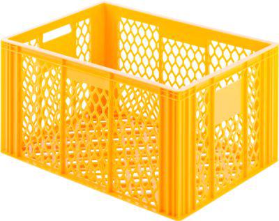 Euro Box Bäcker- und Cateringkasten (Gläserkasten), lebensmittelecht, Inhalt 79,8 L, durchbrochene Version, gelb-orange
