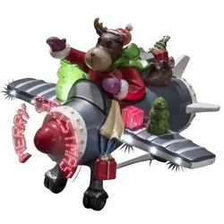 Konstsmide Weihnachtsbeleuchtung  LED Szenerie Rentier im Flugzeug