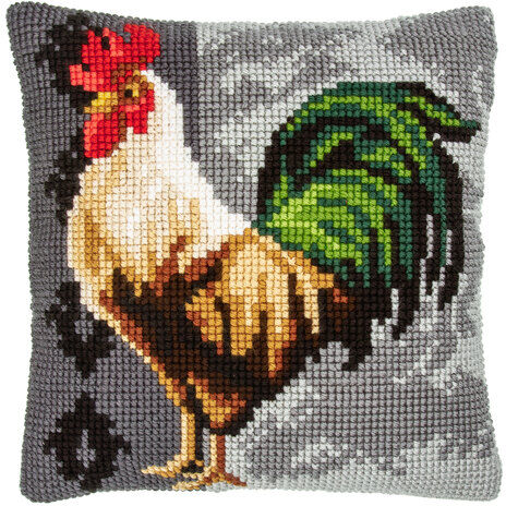Kreuzstichkissen "Hahn"