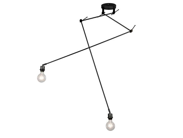 Suspension moderne noire sans abat-jour 2 lumières - Blitz