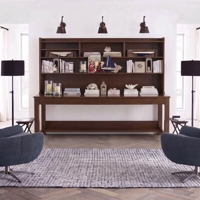 WILK Solid Wood Desk with Hutch & Bookshelf, Home Office Writing Desk