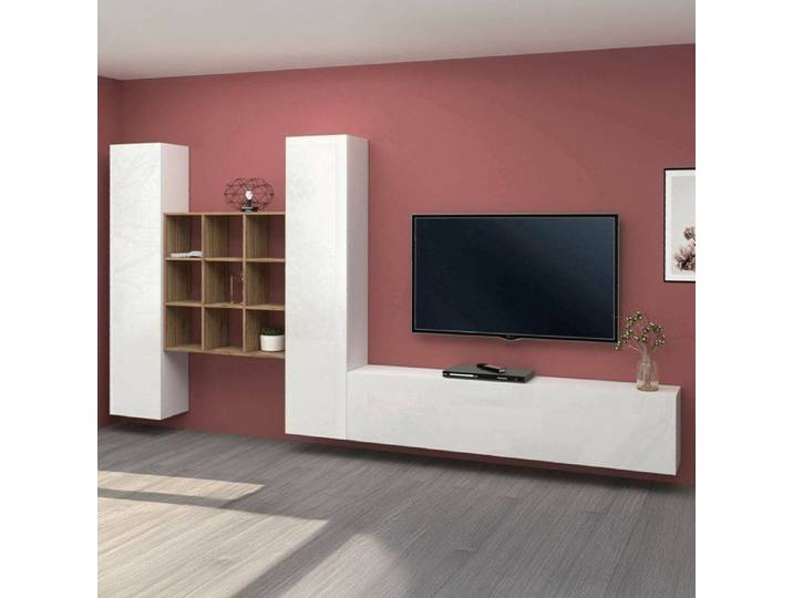 Ensemble Mural Genoveffa Dmora Bois Nobilité Blanc Brillant 270x30x180h cm