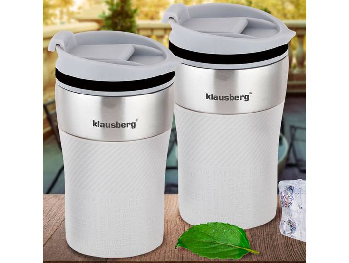 2er-Set Doppelwandiger Thermobecher, 280ml, beige
