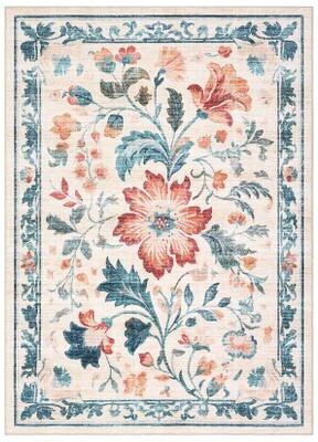 Garvee Washable Folding Floral Print Rug Washable Non - Slip Backing for Living Room Bedroom