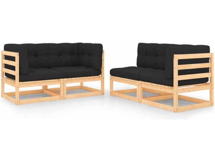 vidaXL - 4-delige - Loungeset - massief - grenenhout