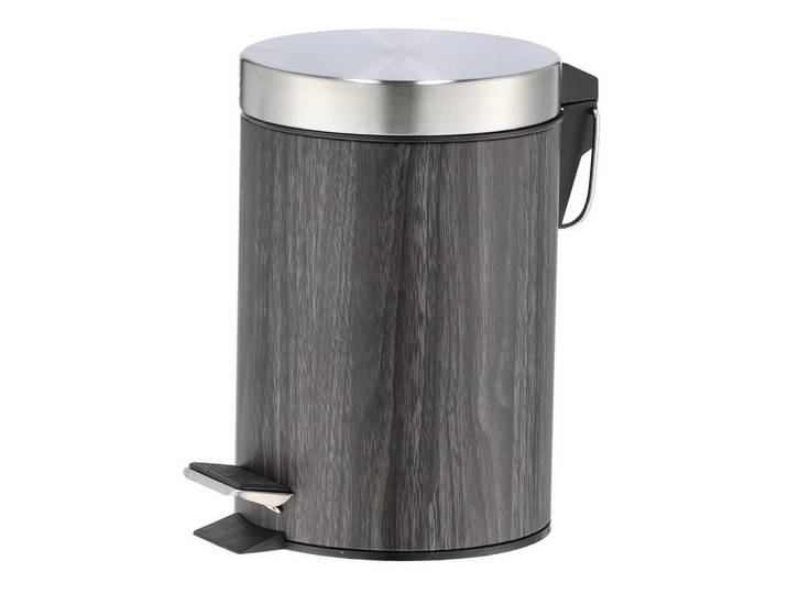 Zeller Badezimmerkorb Müllbehälter - Walnuss 3 l 17/17/25 cm, Braun, Metall, Rund, 17x25x17 cm, Badaccessoires, Abfalleimer