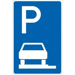 Verkehrsschild VZ315-60, Parken ganz auf Gehwegen links, Alu, RA1, 420x630 mm