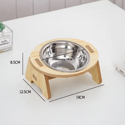Inspire Picks Elevated Stainless Steel Pet Feeding Bowl Set With Wooden Stand 1pcs A1