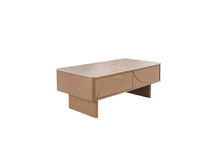 Design Couchtisch „Savoy“ mit Keramiktischplatte Travertin Invicta Interiors