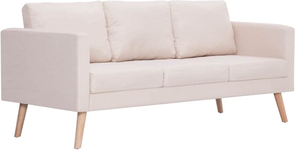 vidaXL Canapé à 3 places Tissu Crème