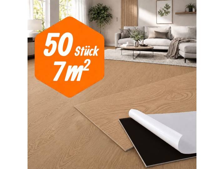 Relaxdays Selbstklebender PVC Bodenbelag Eiche